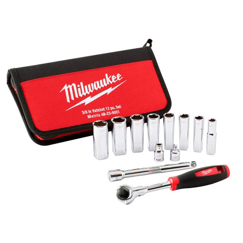 JUEGO DE DADOS METRICOS 12 PZS MM 3/8 MILWAUKEE 48-22-9001