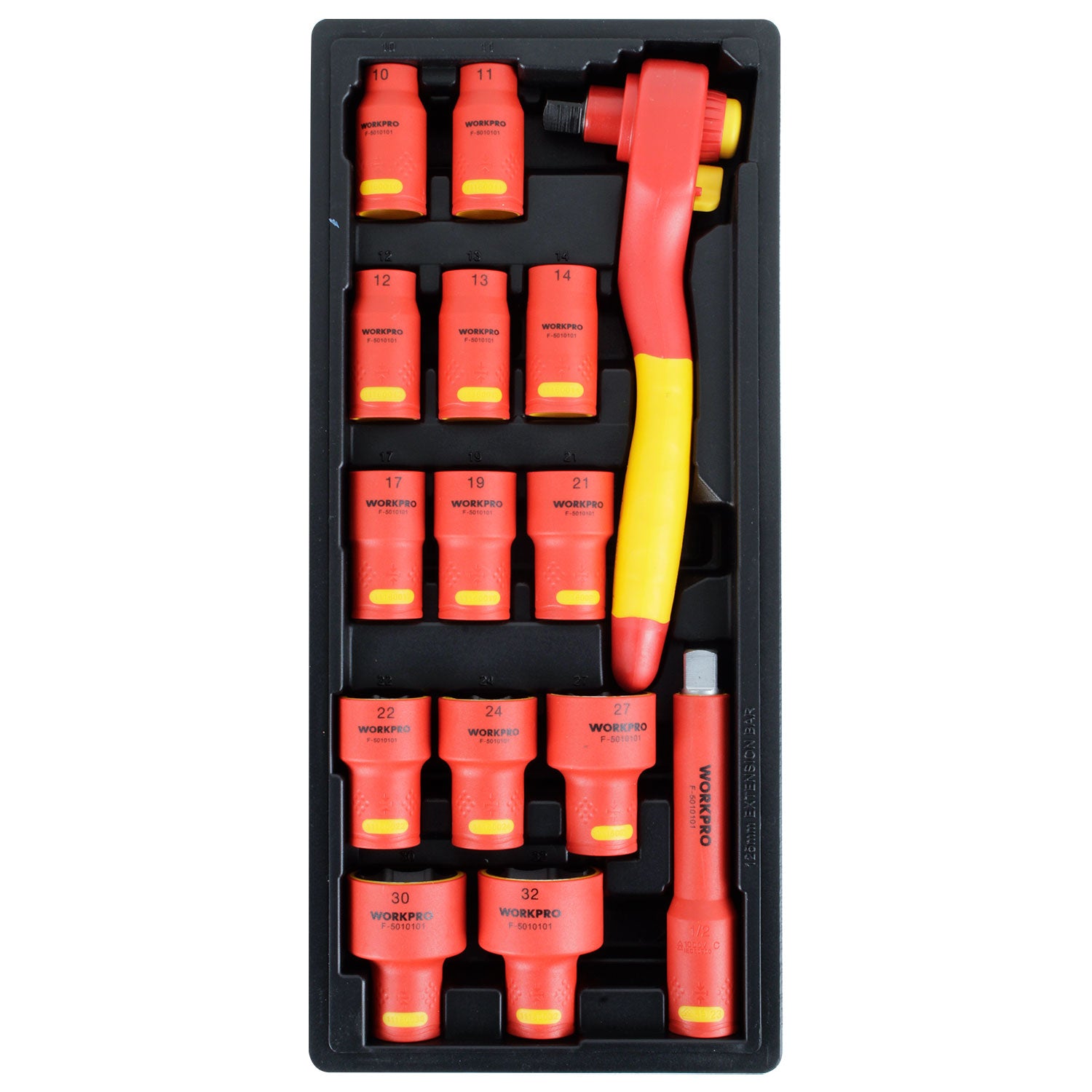Juego de Dados Aislados 1000 , Encastre de 1/2″ 15 Piezas wp209110 WORKPRO