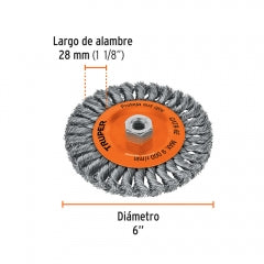 ESCOBILLA TRUPER CIRCULAR ENTREF. 6" P/ESMERIL EJE 5/8" #CATR-6E (11597)