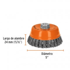 ESCOBILLA TRUPER DE COPA DIAM 5" TRENZADA P/ESMERIL EJE 5/8" #CT-612 (11541)