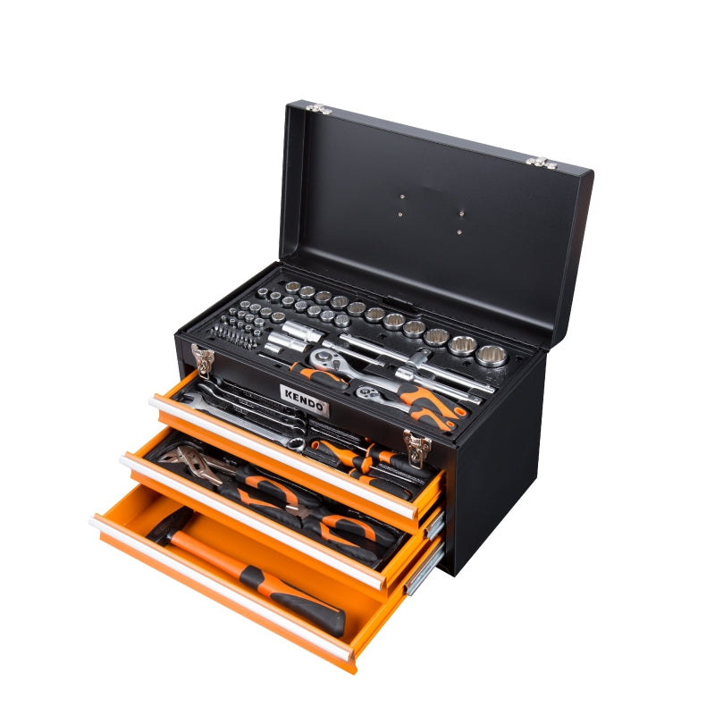 CAJA HERRAMIENTAS KENDO #90517 METALICA JGO. 86 PZS - 4 BANDEJAS