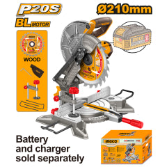 SIERRA INGLETEADORA INGCO 8.1/4" INALAMBRICA 20V NO INCLUYE BATERIA NI CARGADOR #CMSLI2021