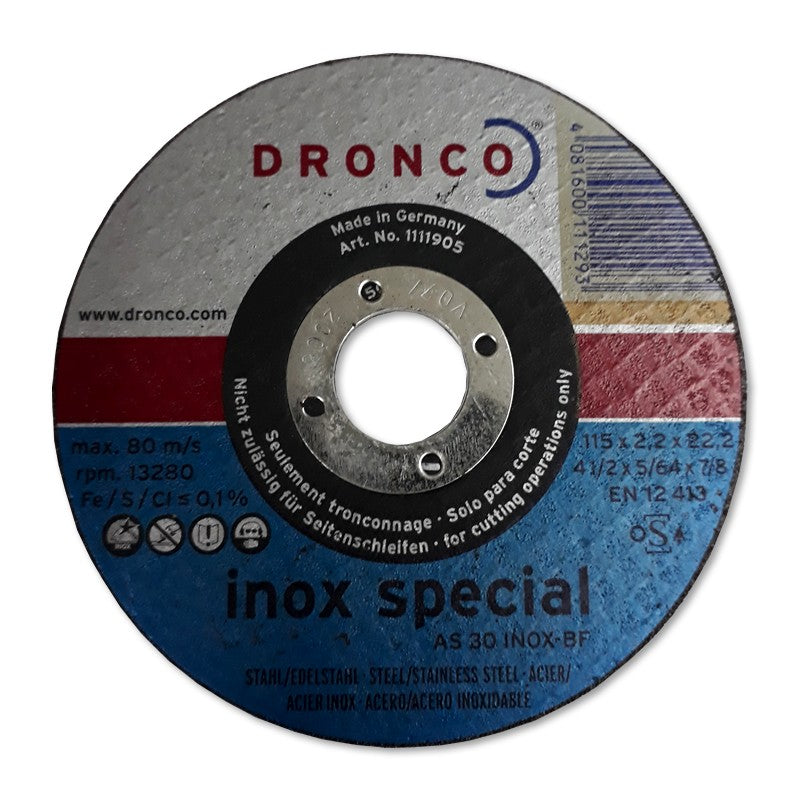 DISCO CORTAR DRONCO ACERO INOX.115 MM X 2,2 MM AS30 (OF)