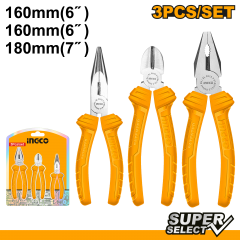 ALICATE INGCO UNIVERSAL, PUNTA, CORTE DIAGONAL SUPER SELECT JGO 3PZAS # HKPS08311(OF)