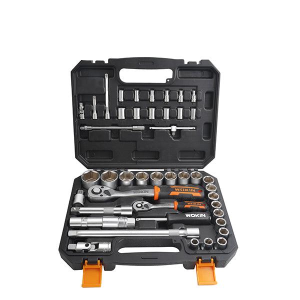 Juego de dados 1/4" 1/2" con chicharra 45 piezas Wokin