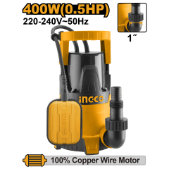 BOMBA SUMERGIBLE INGCO 400 WATTS FLUJO 117L. P/MIN. # SPC4008