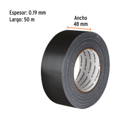 CINTA P/DUCTOS TRUPER NEGRA ADHESIVO TERMOFUSIBLE (PQTE 4 ROLLOS) #CDU-50XN (103063)