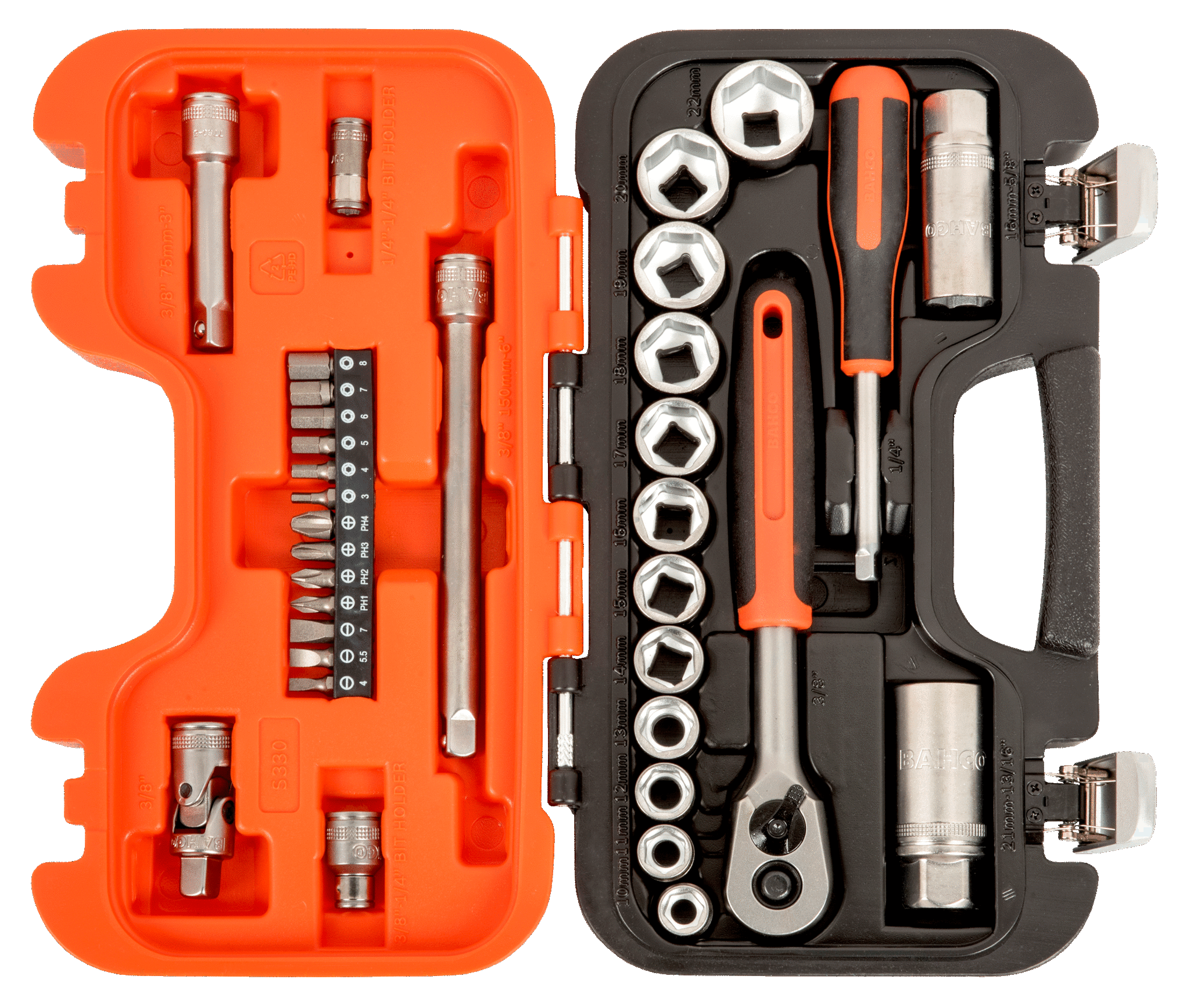 Juego de dados 3/8" con puntas 34 piezas Bahco