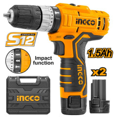 TALADRO INGCO INALAMBRICO 12V - 2 BAT. CARGADOR C/CAJA #CIDLI1232 (C) (OF)