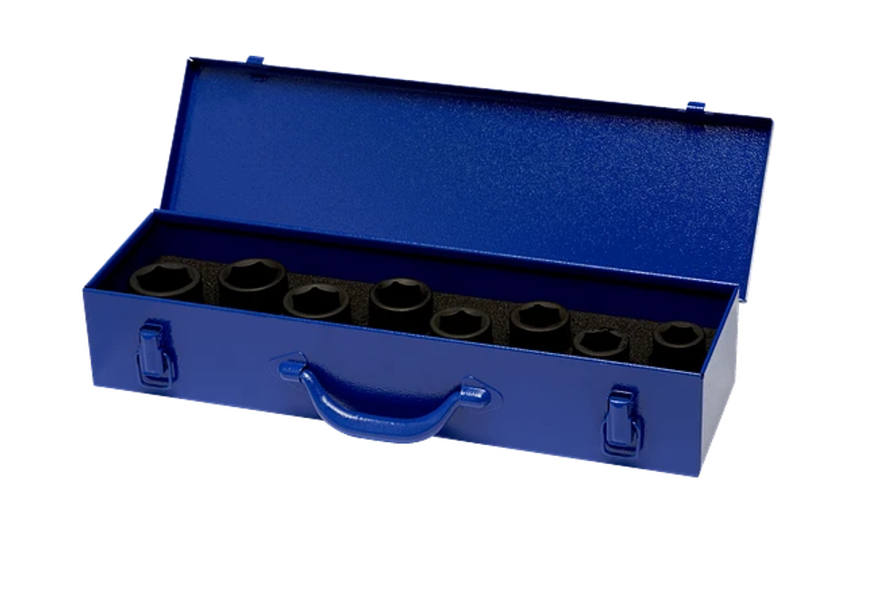 Juego de dados impacto hexagonales 3/4" caja metal 8 piezas Irimo