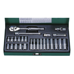 Juego de dados #2626MP 1/4 DR. CAJA METAL JGO. 26 PZS (OF)