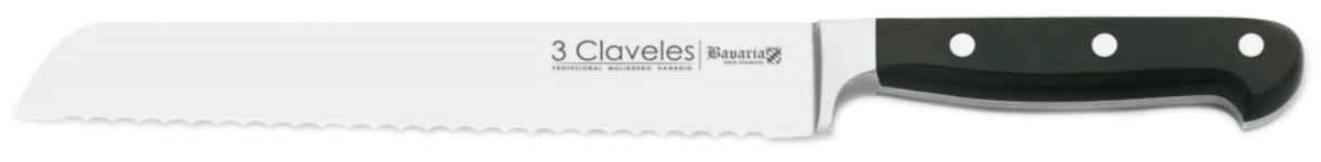 CUCHILLO TRES CLAVELES # 1591 INOX FORJADO M/ALEMAN PANERO 20 CMS(OF)