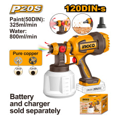 PISTOLA PINTAR/SOPLADORA INGCO INALAMBRICA 20V 800 ML S/BATERIA S/CARGADOR # CSGLI2004