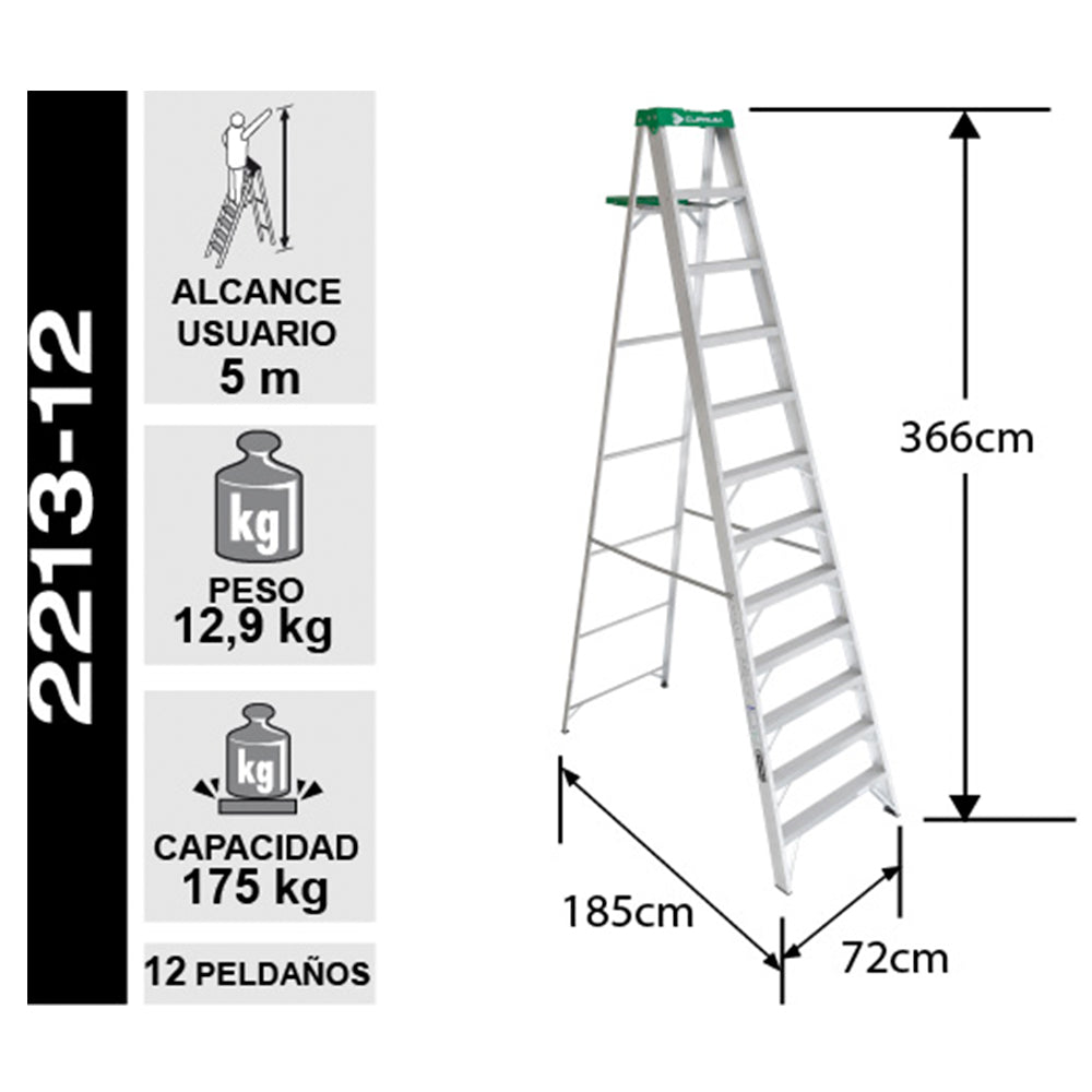 ESCALERA ALUMINIO TIJERA 12 PELDA OS CUPRUM