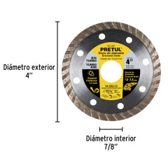 DISCO CORTAR PRETUL (TRUPER) DIAMANTADO TURBO # DID-240P 4" (27016)
