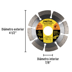 DISCO CORTAR PRETUL (TRUPER) DIAMANTADO SEGMENT # DID-340P 4" (27031)