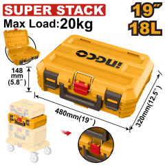 CAJA HERRAMIENTAS INGCO APILABLE 19" 48x32x14,8CM 15KG #PBXS102