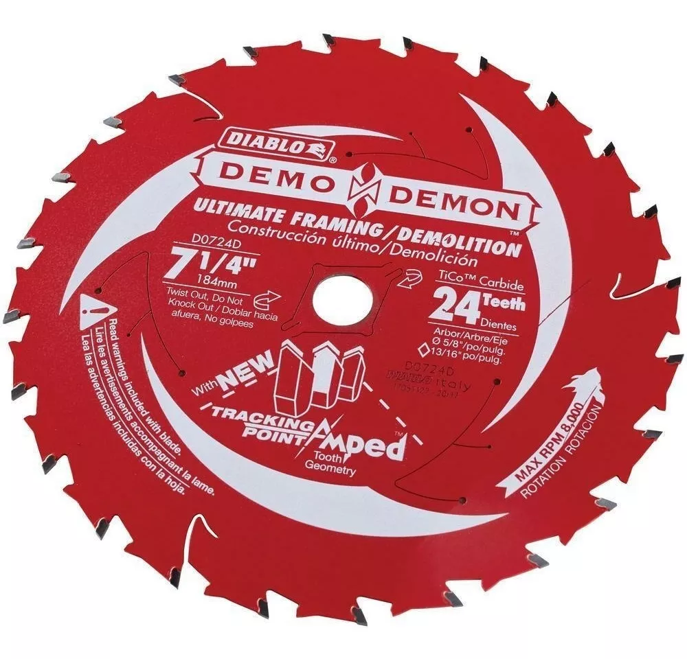 Disco de corte 7-1/4" 24 dientes para madera Diablo