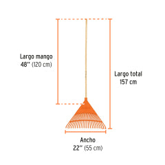 RASTRILLO BARRE HOJAS TRUPER 22 DIENTES MANGO MADERA 48" #EP-22R (19786)