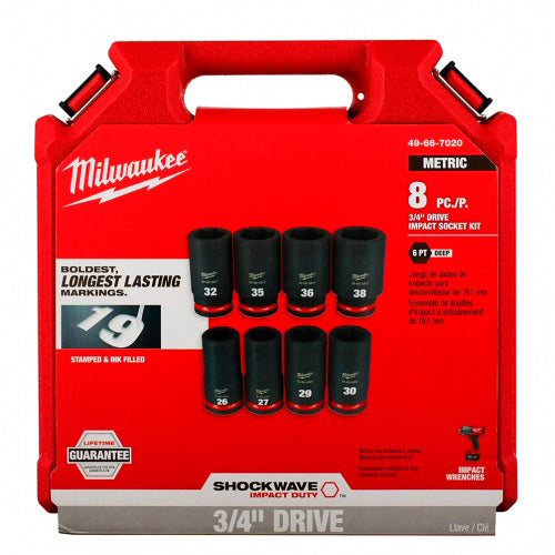 JUEGO DE DADOS METRICOS 8PZS MM 3/4 MILWAUKEE 49-66-7020