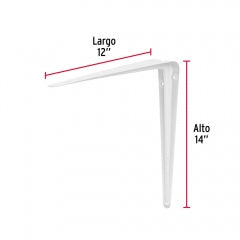 ESCUADRA ESTANTE TRUPER BLANCA #ME-14B 12" X 14" (CAJA DE 12 PZAS.) (44014)
