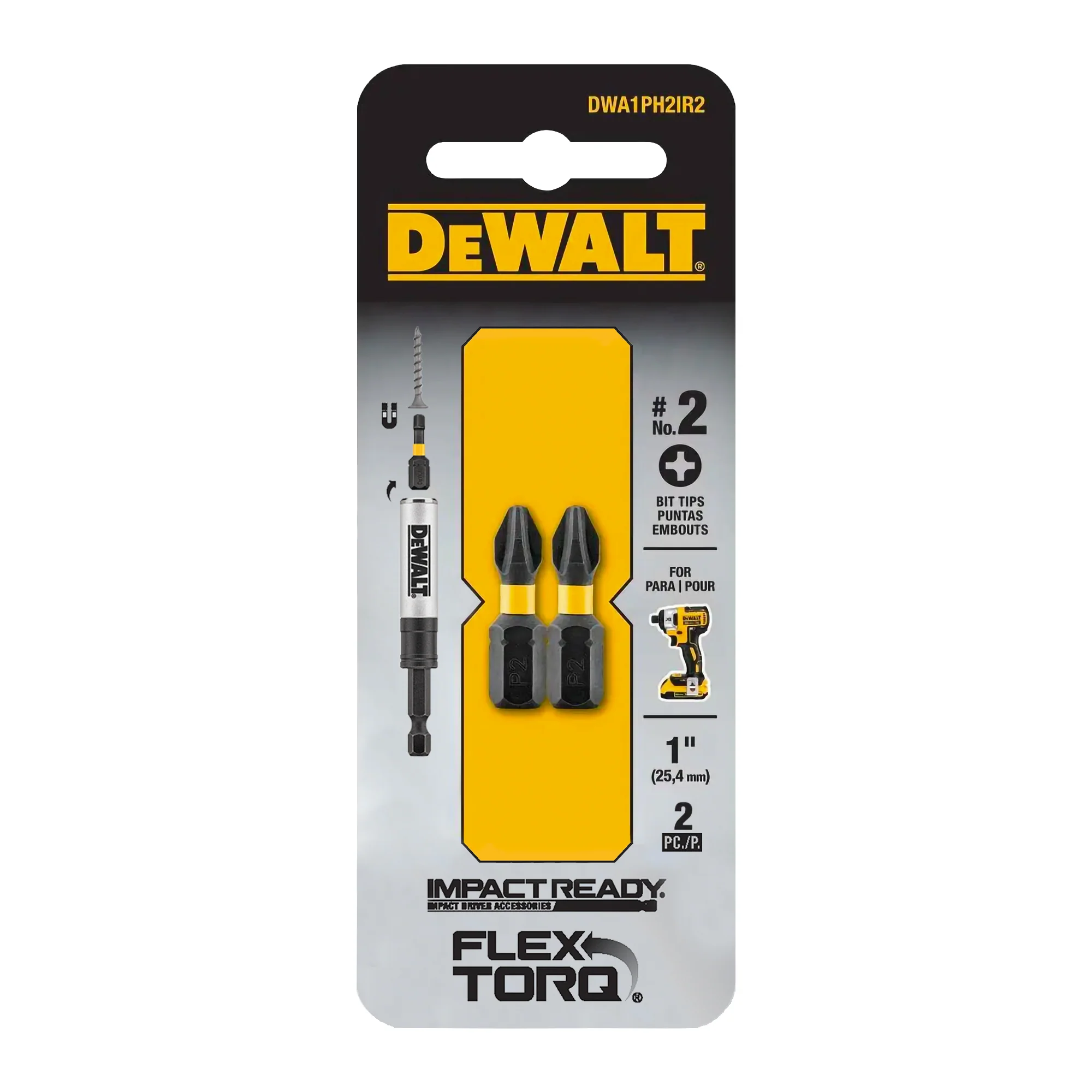 Puntas cruz PH2 Flex Torq Impact Ready Pack 2 unidades Dewalt