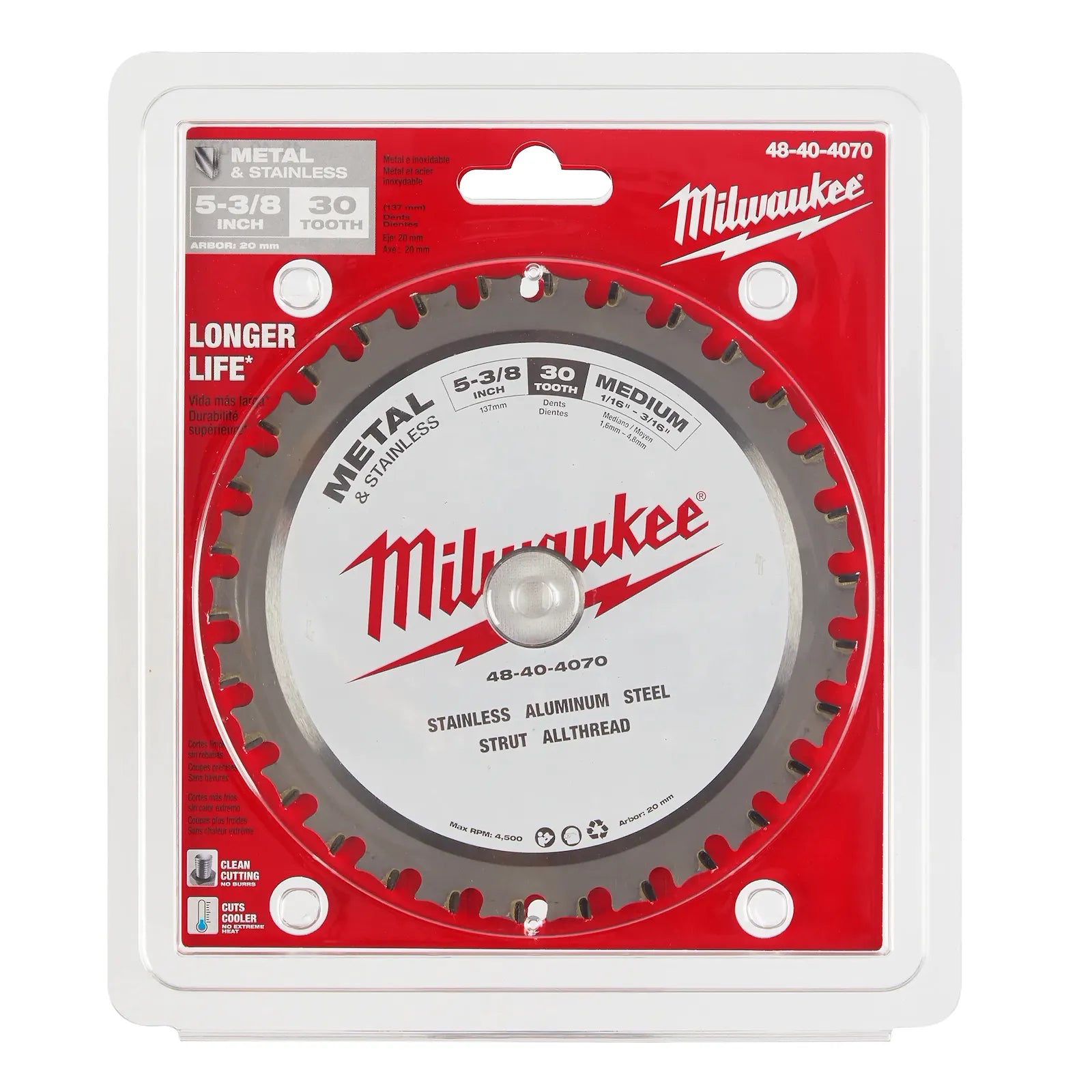 DISCO SIERRA PARA METALES DE 5-3/8 30 DIENTES 2MM (48-40-4070) MILWAUKEE