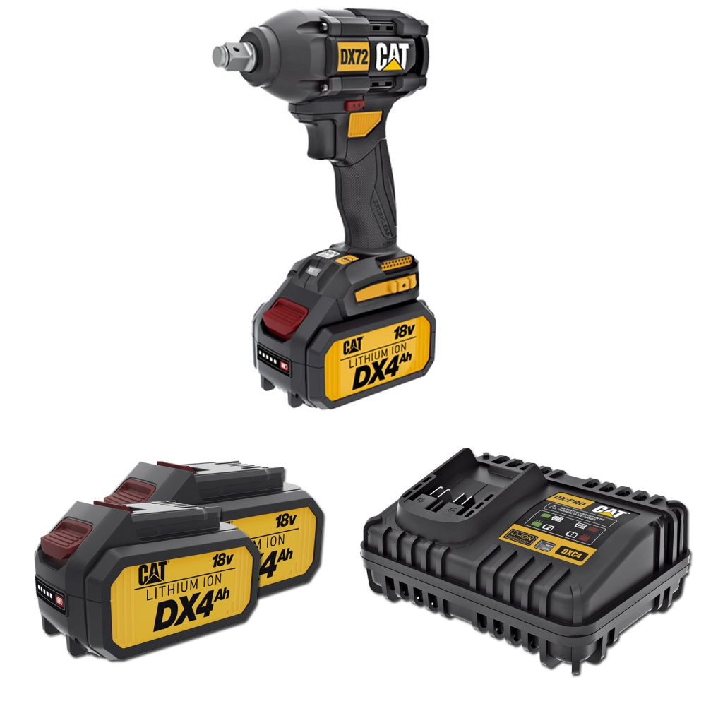 Kit llave de impacto inalámbrica 1/2" 18V 350Nm CAT