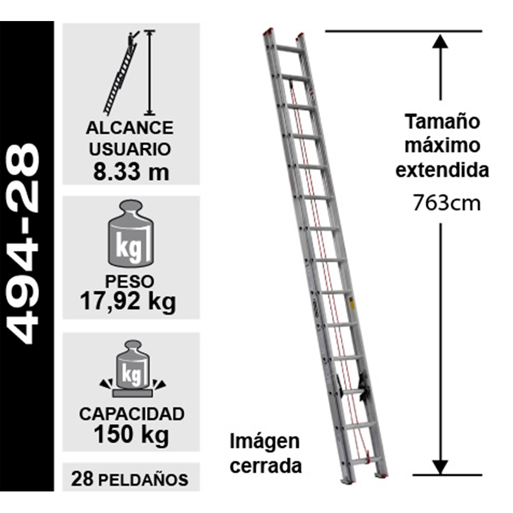 ESCALERA DE EXTENSI N ALUMINIO 28 PELDA OS 150KG CUPRUM