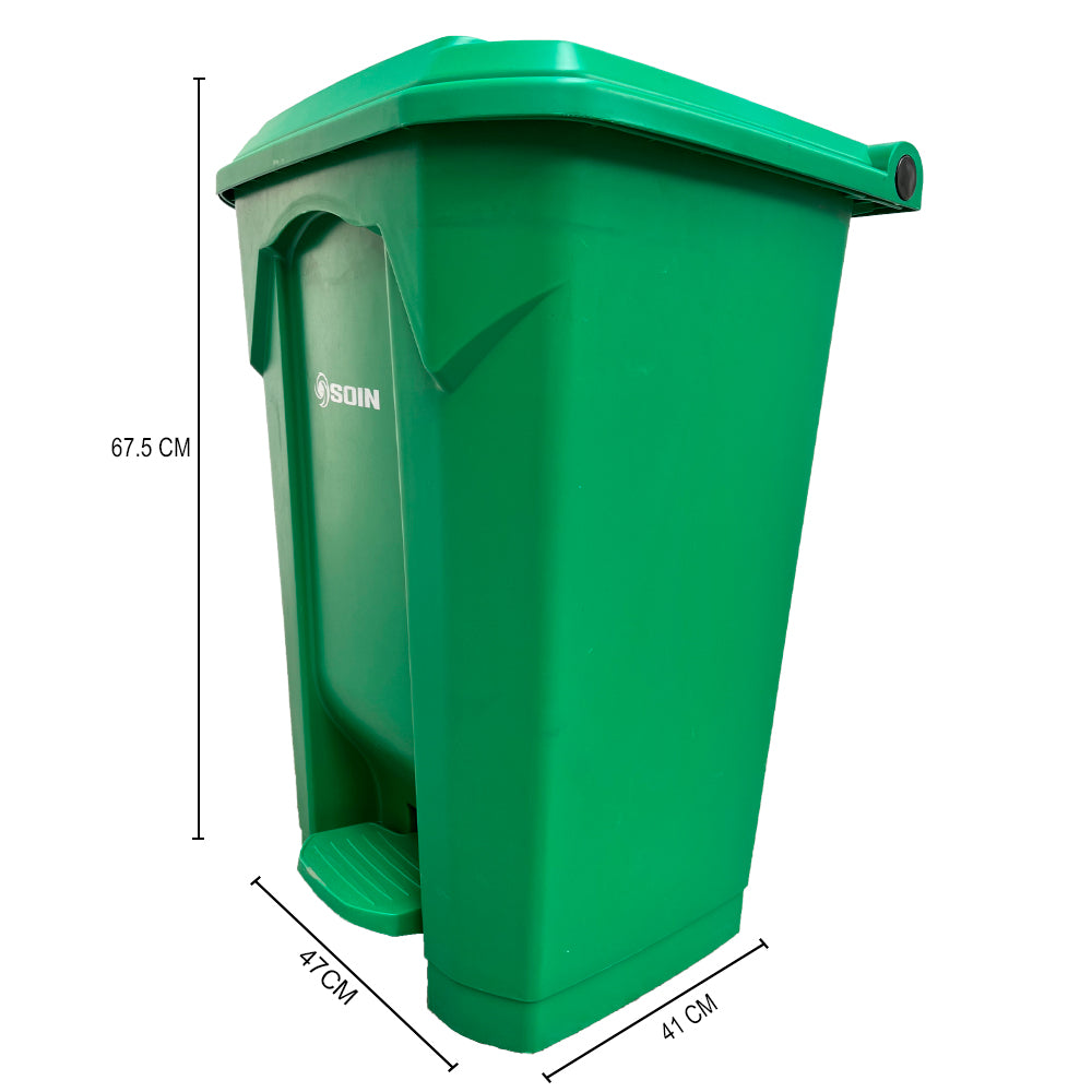 BASURERO PL STICO 80L CON PEDAL SOIN – VERDE