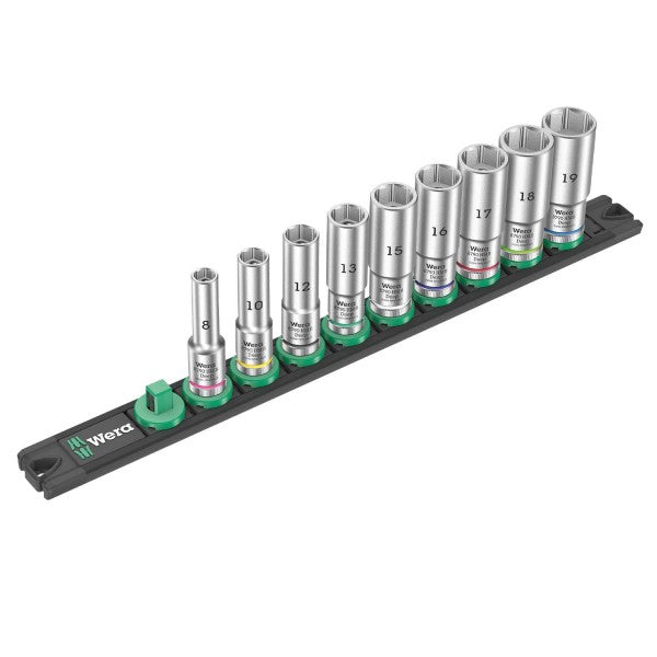 Set de dados largos 3/8" con riel magnético B Deep 9 Piezas Wera