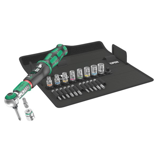 Set Llave de Torque 1/4" hexagonal A2 2-12 Nm con dados y puntas 23 Piezas Wera