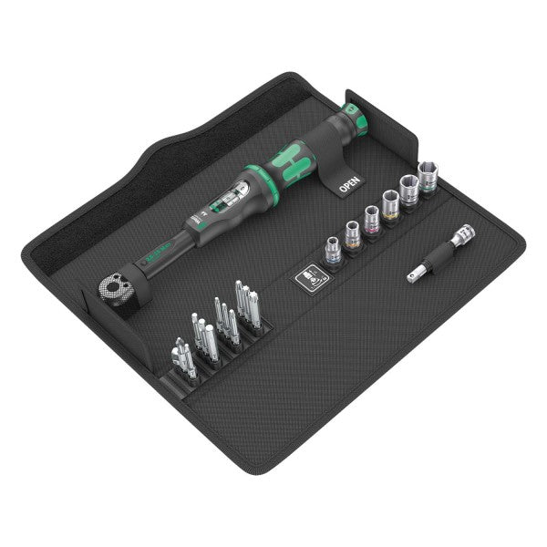 Set Llave de Torque 1/4" A6 2,5-25 Nm con puntas y dados 20 Piezas Wera