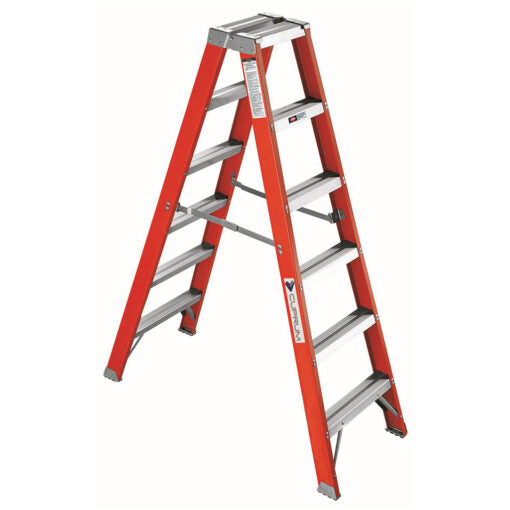 ESCALERA FIBRA VIDRIO TIJERA DOBLE ACCESO 6 PELDA OS