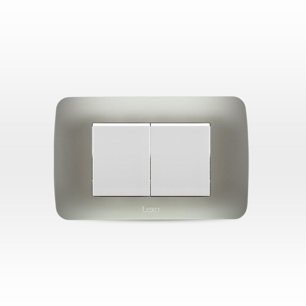 INTERRUPTOR DOBLE 9/15 TECLON 35.6MM 10A 250V BLANCO ARMADO PLATA