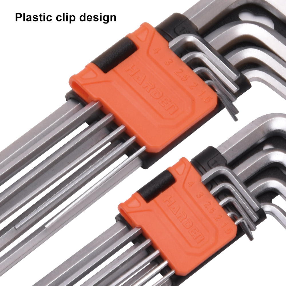 Set de llaves Allen Hexagonales extra largas 9 Piezas Harden