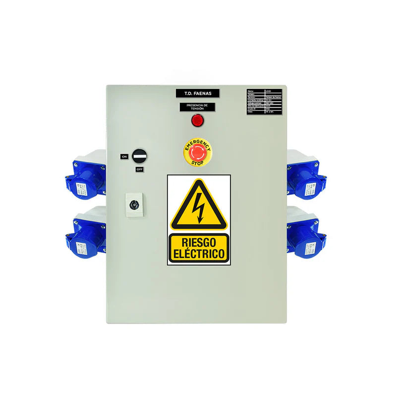 Tablero metálico industrial de faena con parada emergencia 220V SIZE S