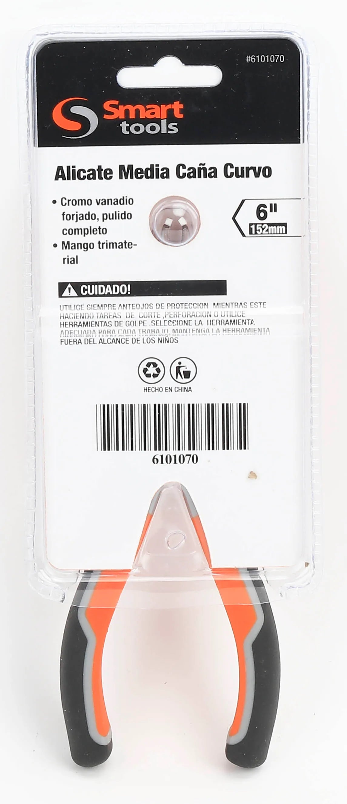 Alicate punta curva de 6" cr/v (6101070) - SMARTTOOLS