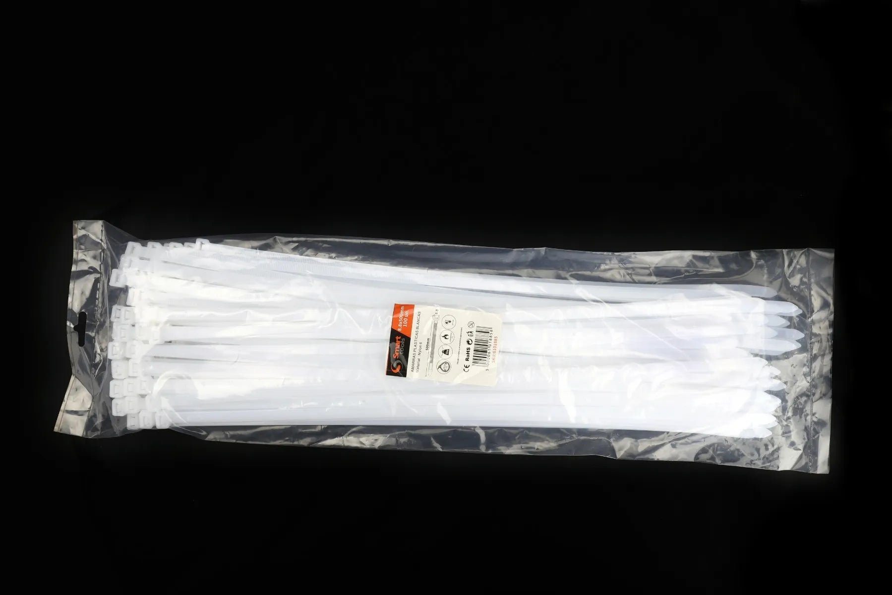 Amarra plastica blanca 8.8 x 500 mm x 100 unidades (*) - SMARTTOOLS