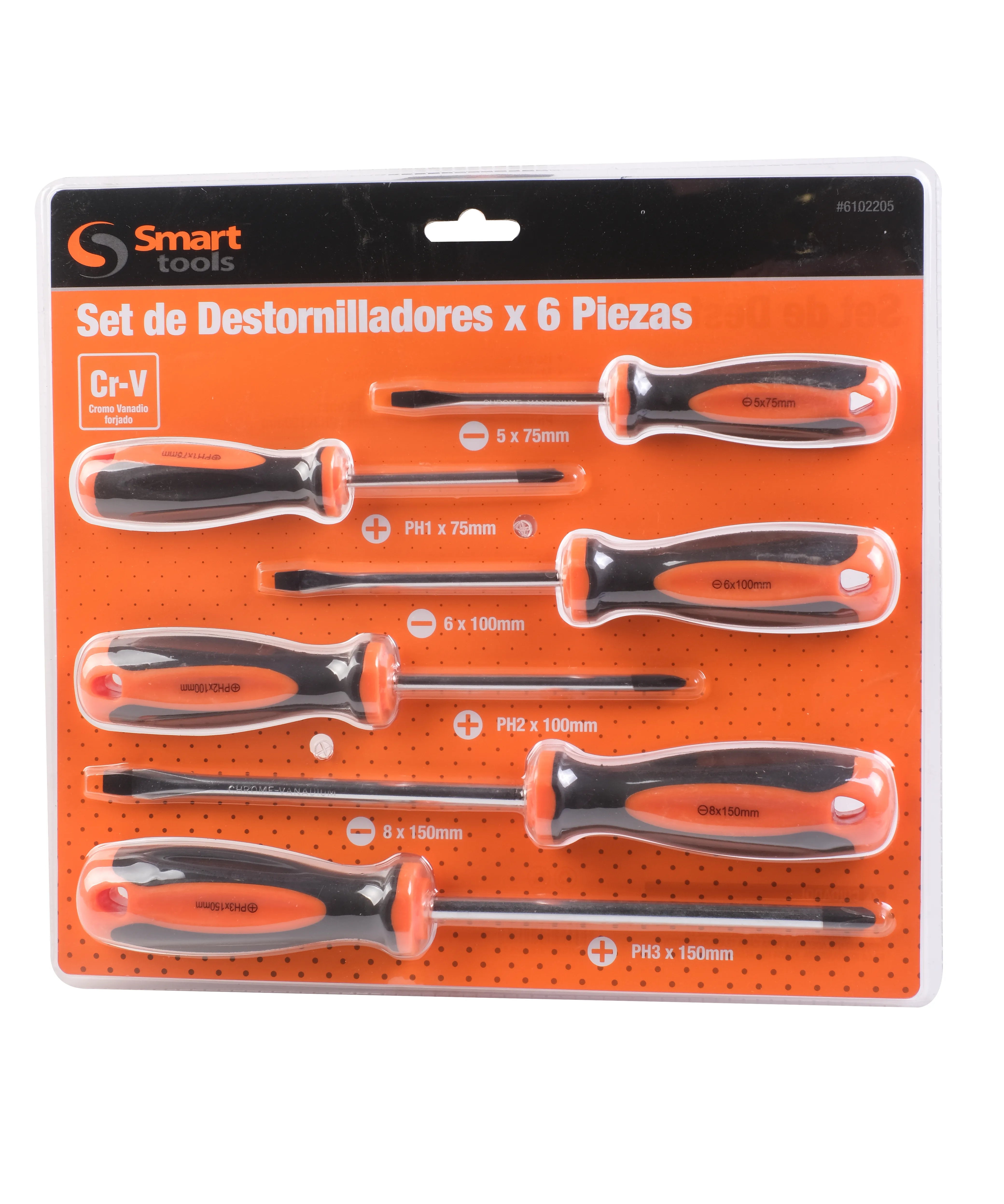 JGO. DESTORNILLADORES PH/PL 6 PZS. CR-V - SMART TOOLS