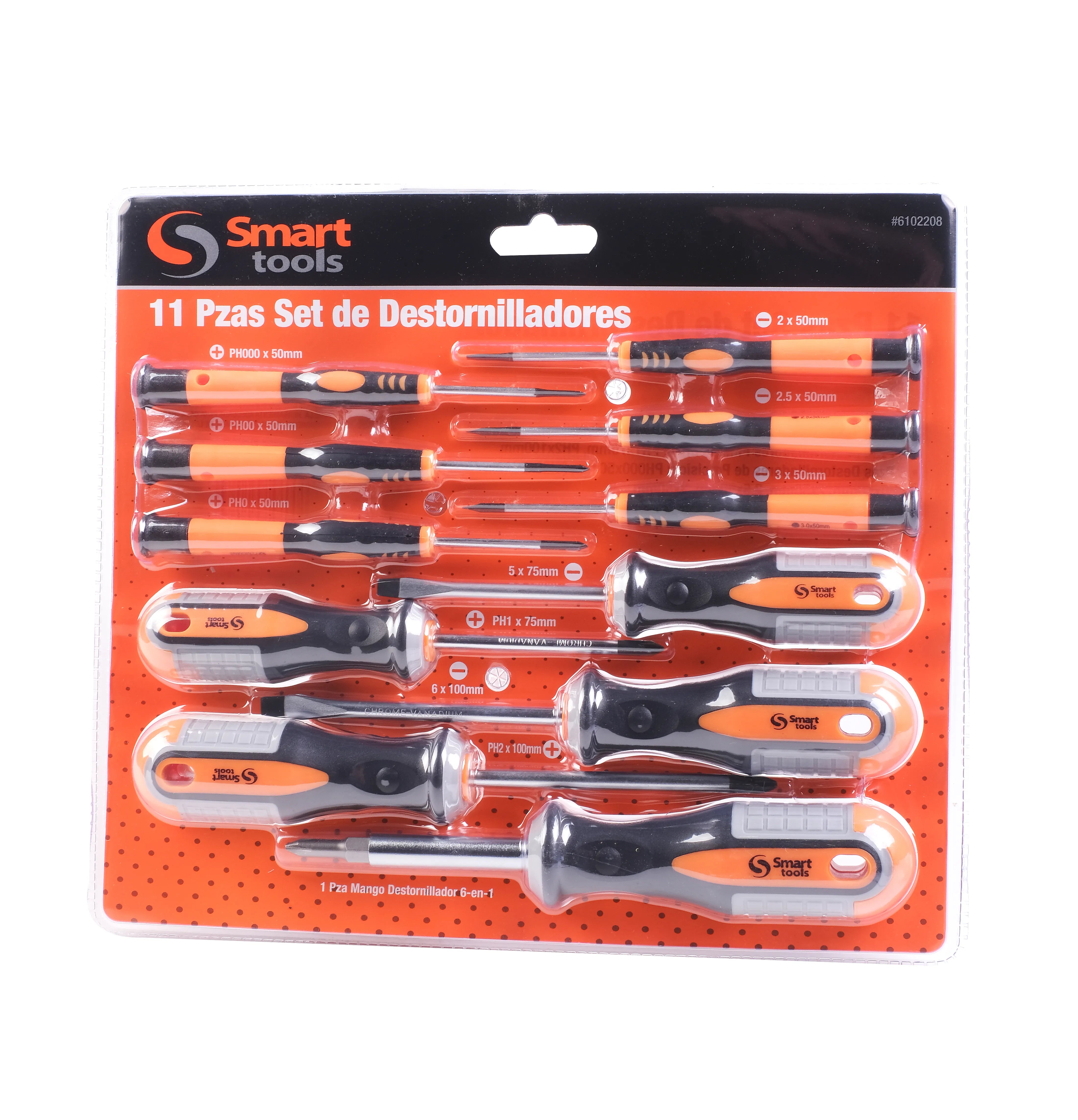 Jgo. destornilladores ph/pl 11 pzs cr-v (6102208) - SMARTTOOLS