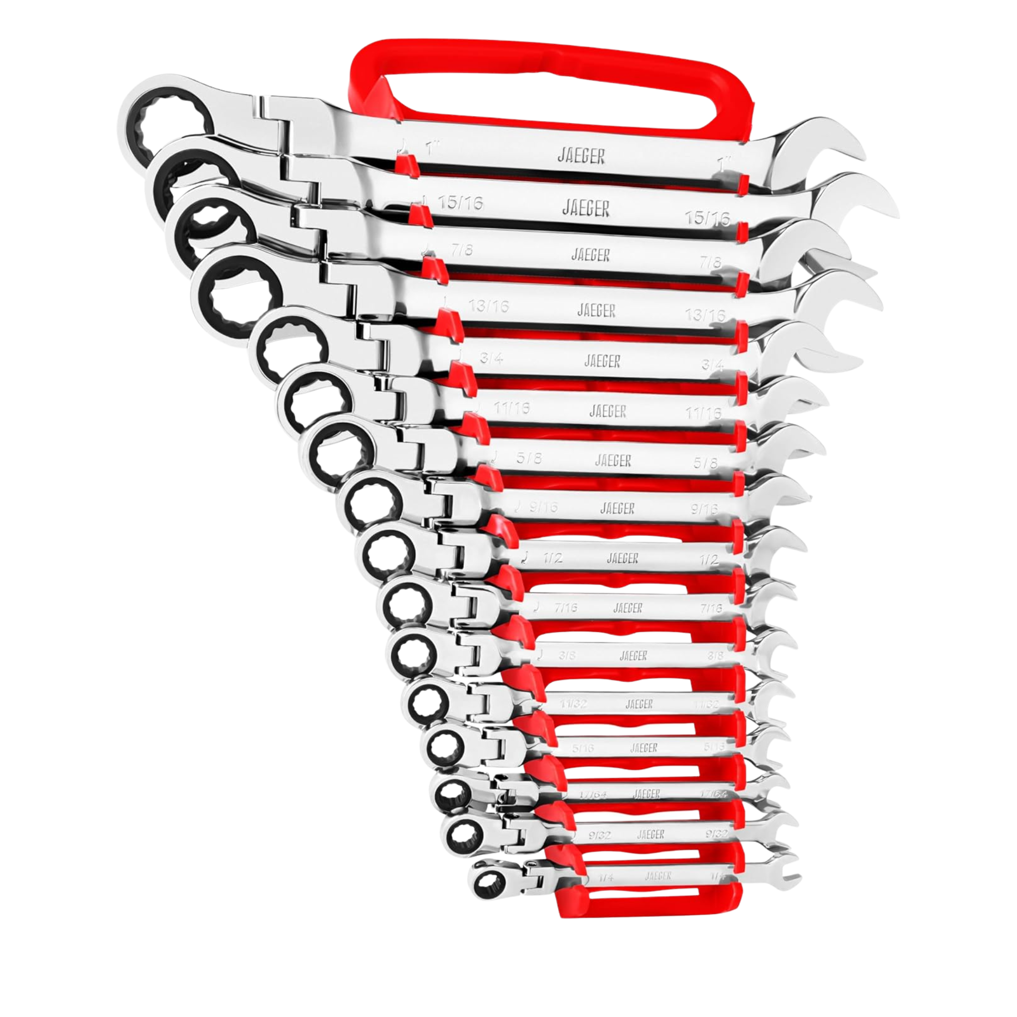 Set llaves punta corona con chicharra 16 piezas SAE Pulgadas 1/4” a 1”