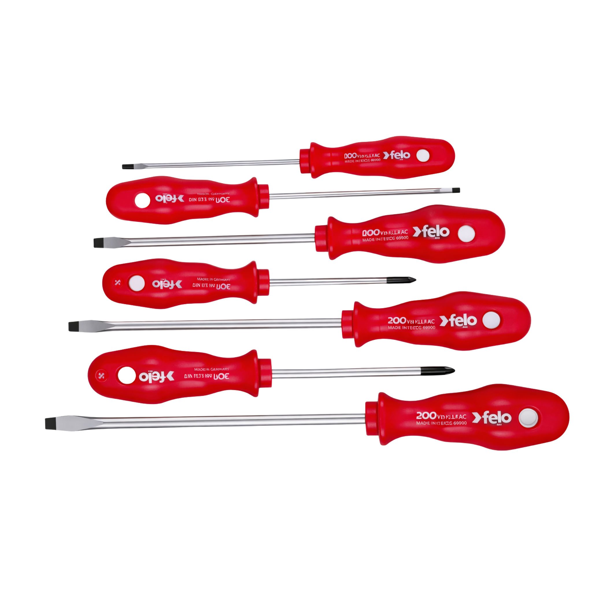 Set destornilladores paleta y cruz mango rojo 7 piezas Felo