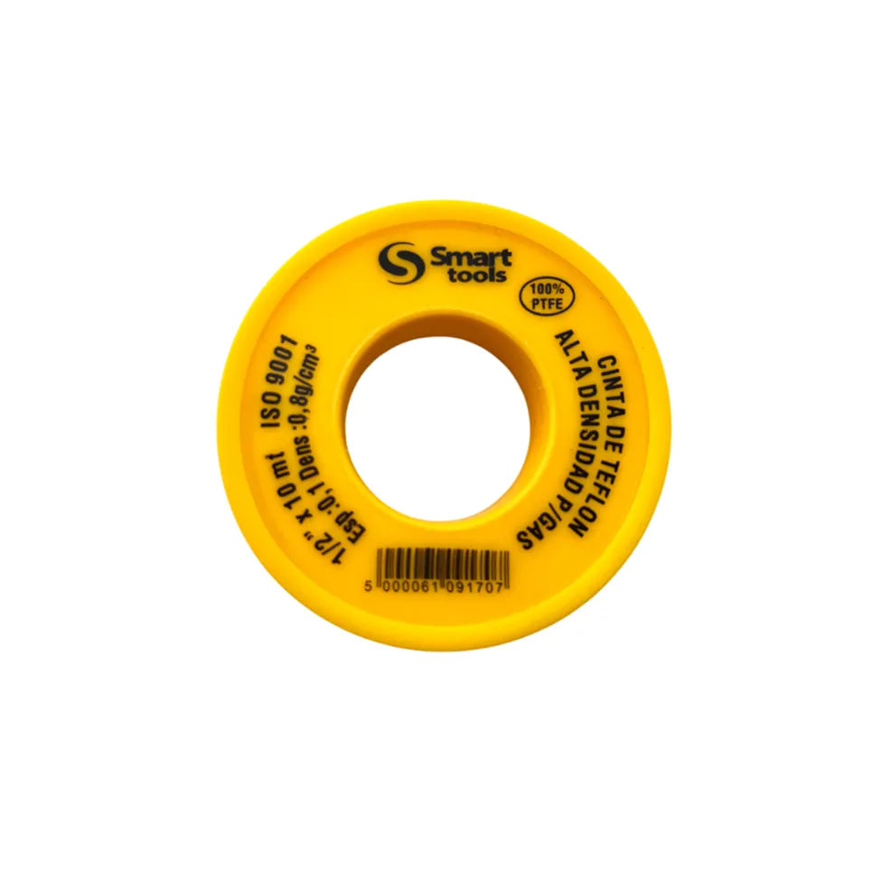 TEFLON (ROLLO) 1/2 X 10 MT AMARILLO P/GAS