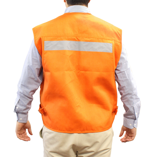 CHALECO GEOLOGO POPLIN ALASKA C/CINTA NARANJO XXL
