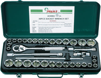 DADO HANS 1/2" DR 6 PTAS. JGO. 36 PZS. # 4636MAG(OF)