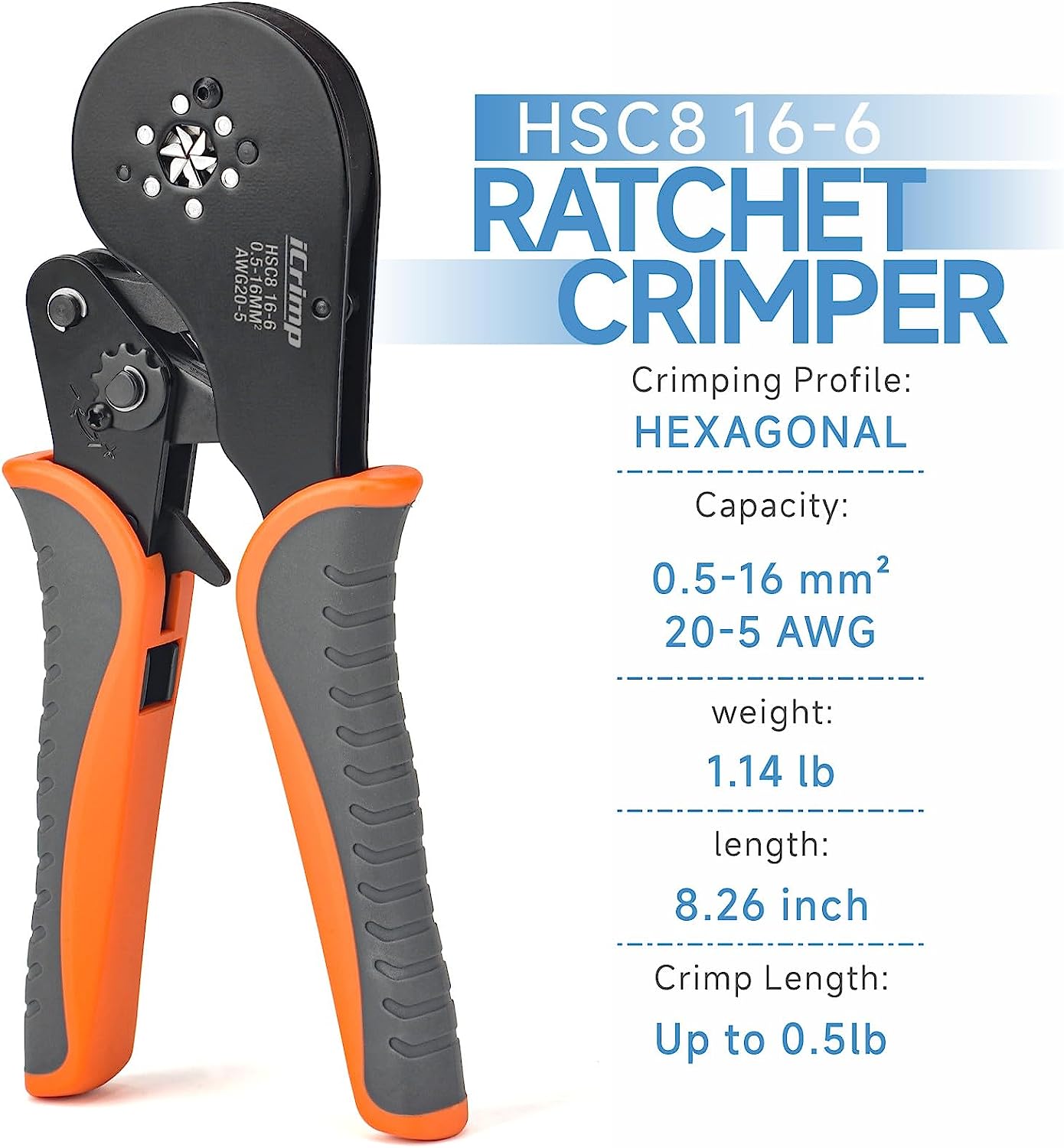 Ferrulera profesional crimpeadora hexagonal de trinquete Icrim