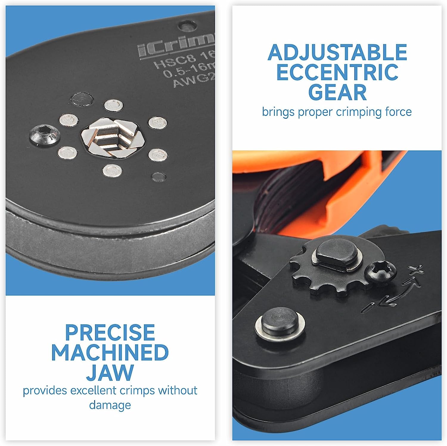 Ferrulera profesional crimpeadora hexagonal de trinquete Icrim