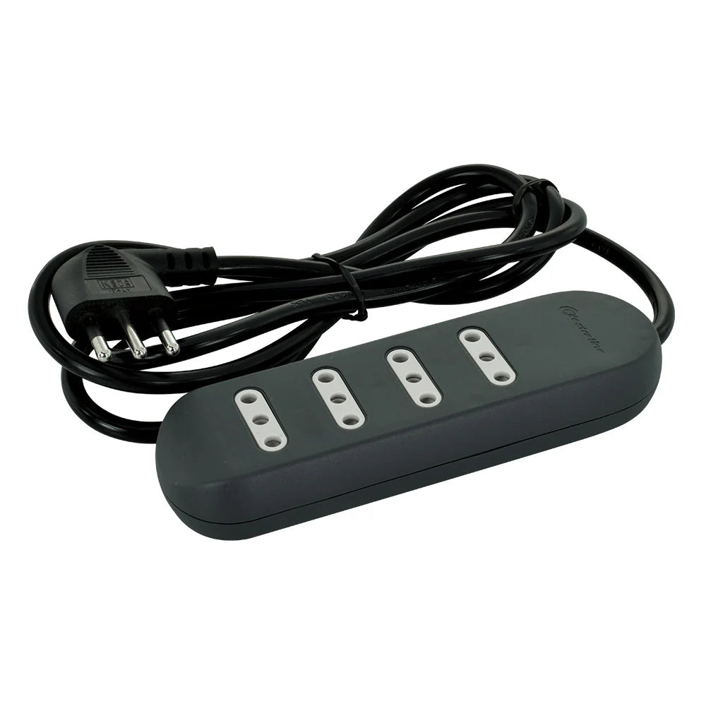 Alargador múltiple negro 4 tomas, 2P+T, 10A