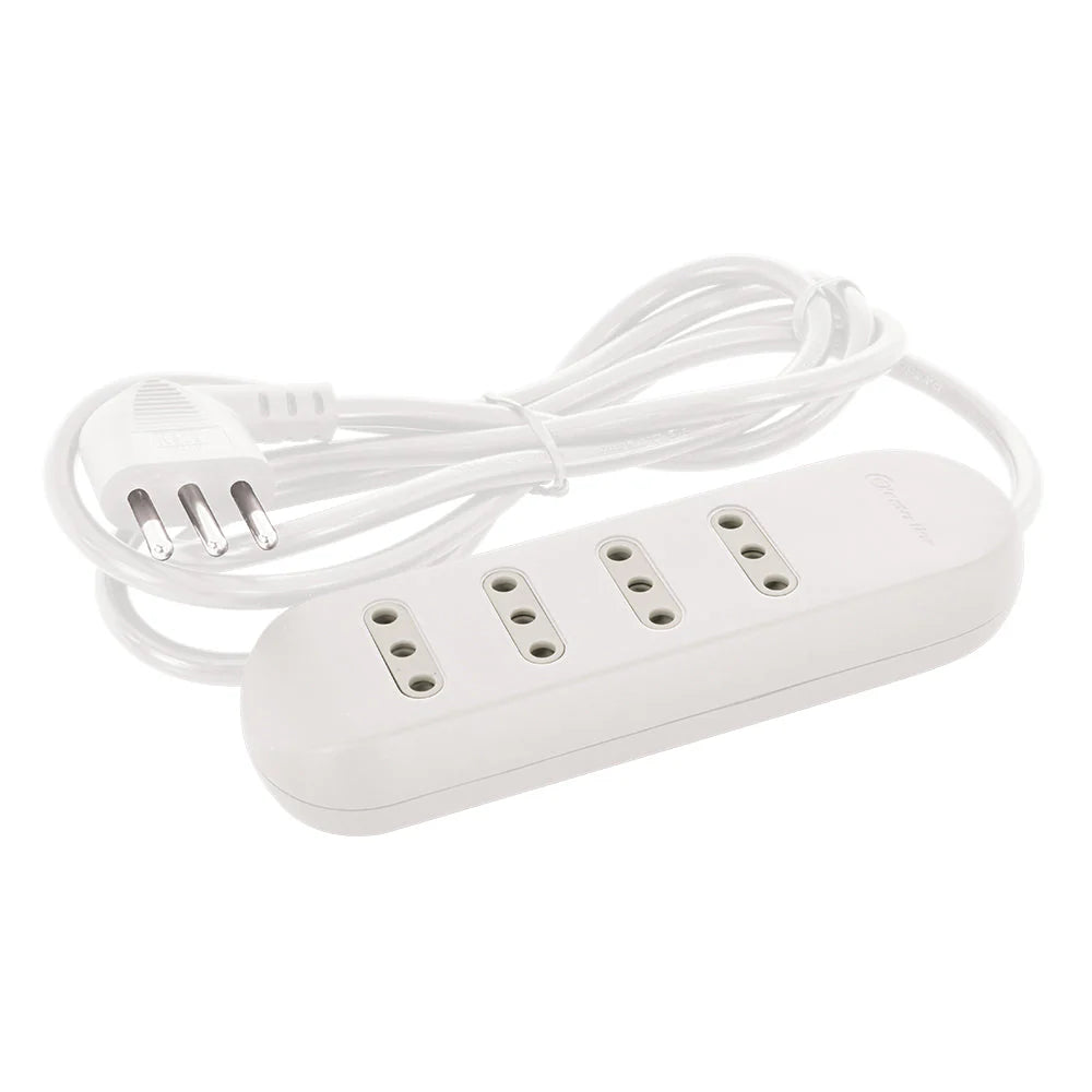 Alargador múltiple blanco 4 tomas, 2P+T, 10A